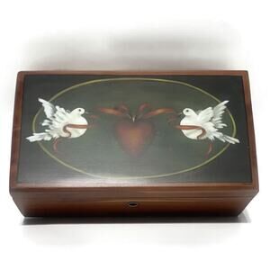 Miniature Lane Cedar Hope Chest Box 8.75" X 4.75" Doves and Heart Vintage
